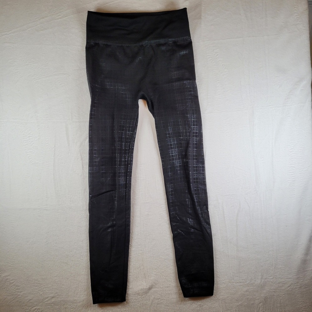 Zac & Rachel Missy Black Grid Print High Waisted Leggings Large RN103715
